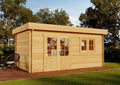 Alpholz Gartenhaus Spree-28 A aus Holz 520x320cm in imprägniert Pinie mit 28 mm Wandstärke & Pultdach