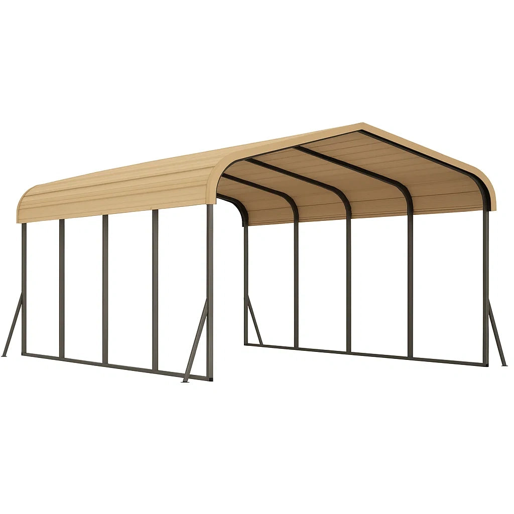 Metall Carport Überdachung 6x3 m Stahlrahmen Aluminium Creme