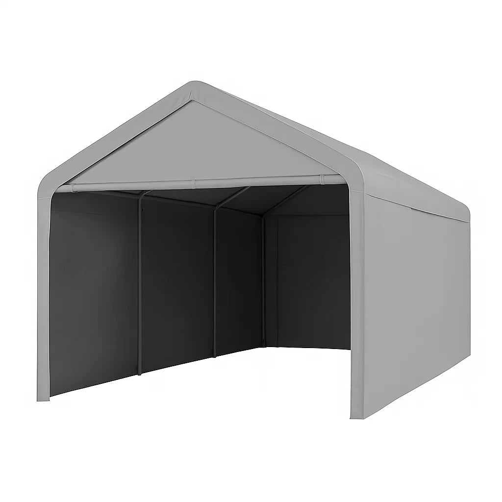 Unterstand Grau Stahlrahmen PVC-Abdeckung 300x400x250cm