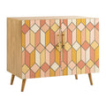 Holzkommode mit geometrischen Mustern, Mehrfarbig 80x40x70 cm