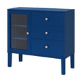 Blauer Schrank aus MDF mit Glastür und Schubladen