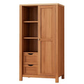 Holzschrank aus Eichenholz mit 2 Schubladen und Regalfächern, 180 cm Höhe