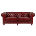 Chesterfield Sofa 3-Sitzer Leder Rot 210cm