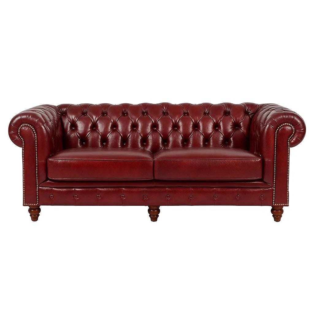 Chesterfield Sofa 3-Sitzer Leder Rot 210cm