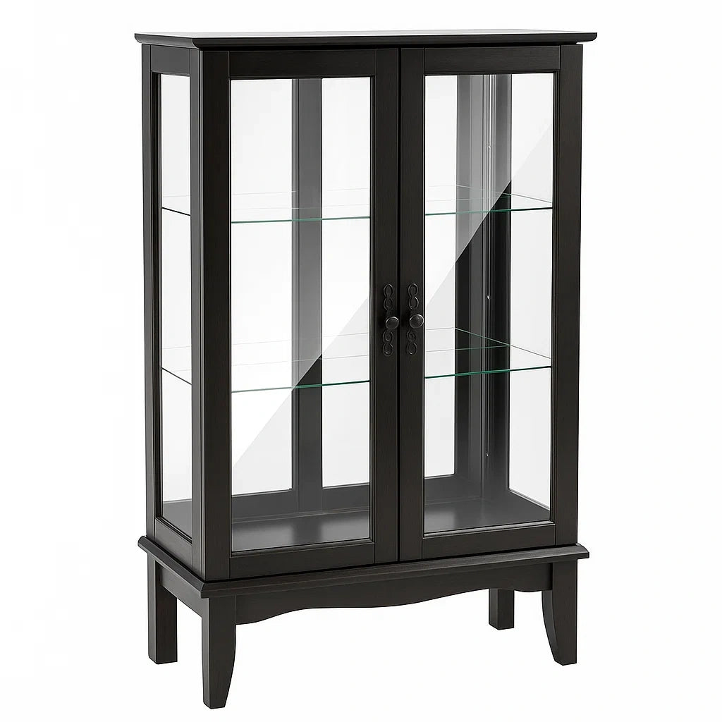 Glasvitrine aus Holz Schwarz 80x40x130cm