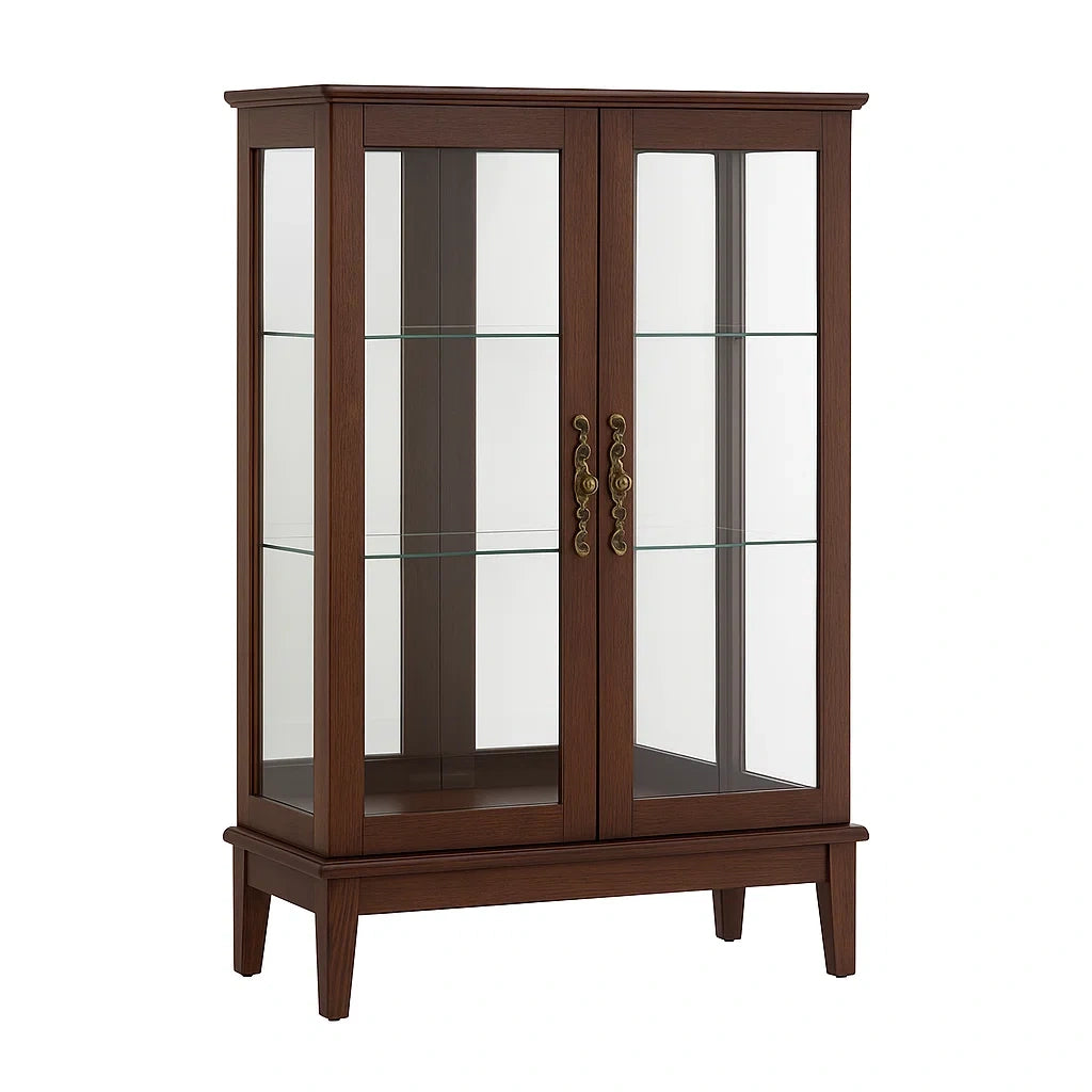 Vitrine aus Holz mit Glastüren Dunkelbraun