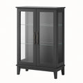Vitrine Holzwerkstoff gehärtetes Glas Schwarz 120x80x30cm