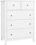 HOCSOK Kommode, 74x40x94cm, Kommode Weiß, Sideboard mit 5 Schubladen, Mehrzweckschrank für Wohnzimmer Schlafzimmer Flur, Beistellschrank viel Stauraum
