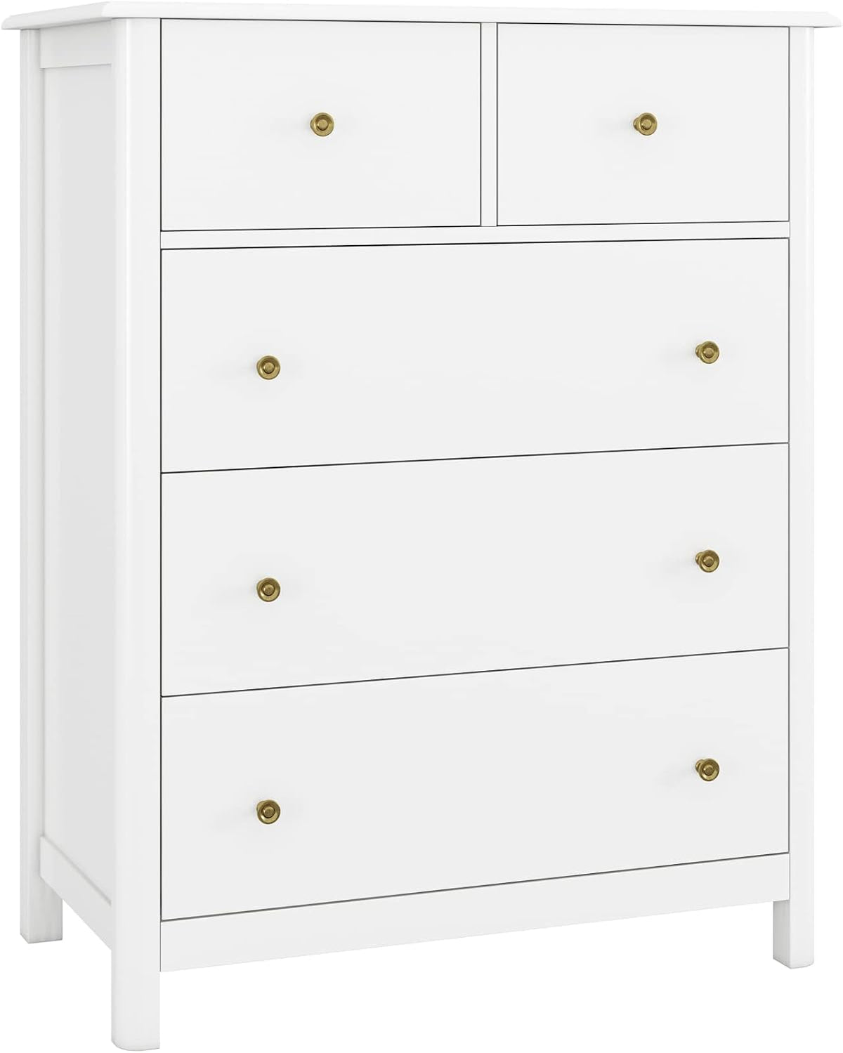 HOCSOK Kommode, 74x40x94cm, Kommode Weiß, Sideboard mit 5 Schubladen, Mehrzweckschrank für Wohnzimmer Schlafzimmer Flur, Beistellschrank viel Stauraum