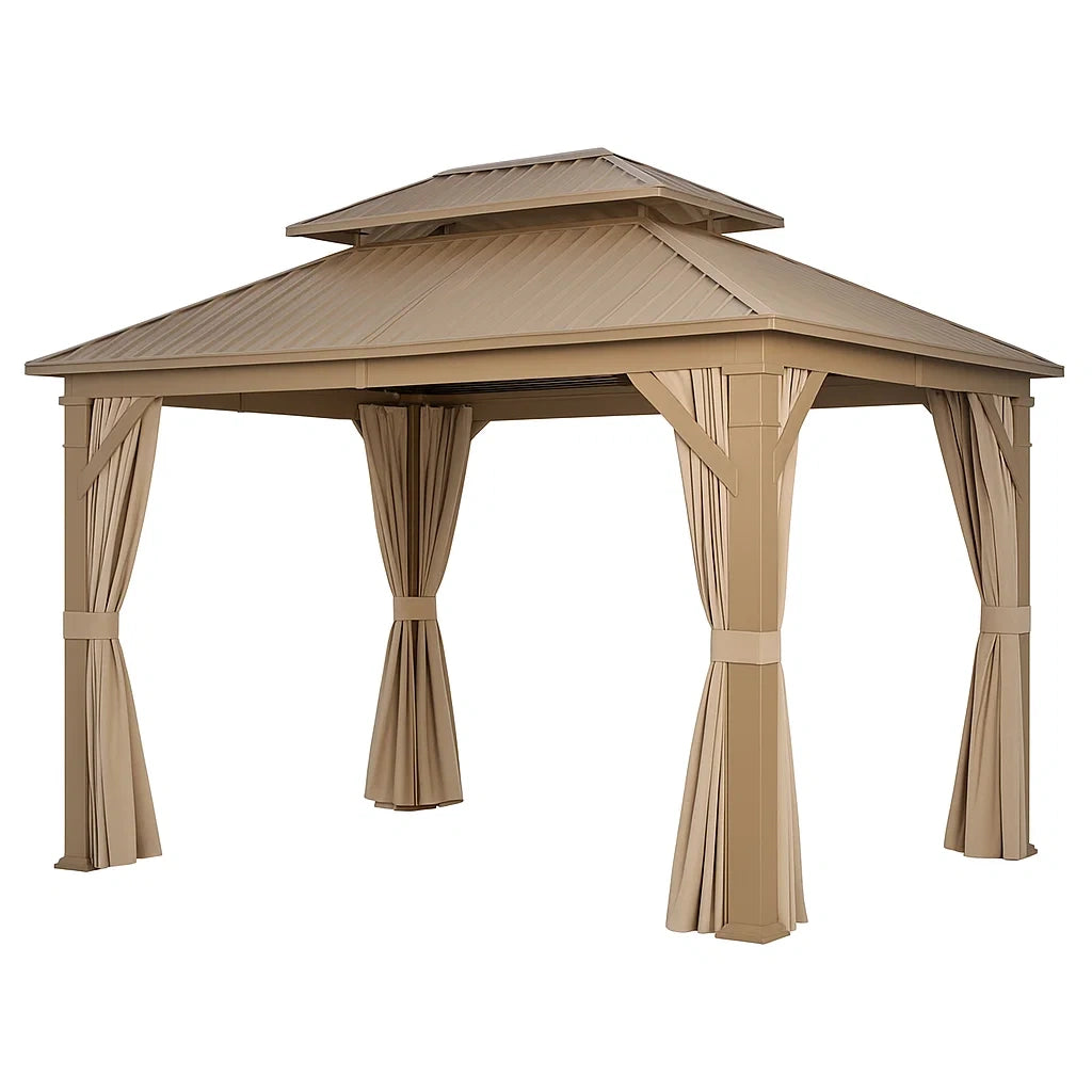 Pavillon aus Aluminium mit Polyester-Vorhängen 3x4m Beige