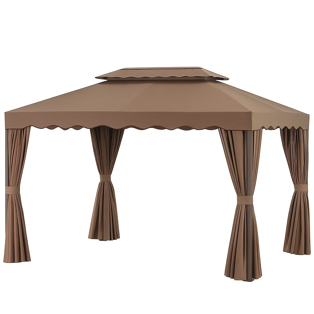 Gartenpavillon Braun Polyester Stahlrahmen 300x300x270 cm