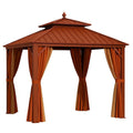 Metall Pavillon 3x4m mit Vorhängen in Rot/Braun