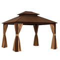 Aluminium Pavillon mit Polyester Vorhängen Braun 3x3 m