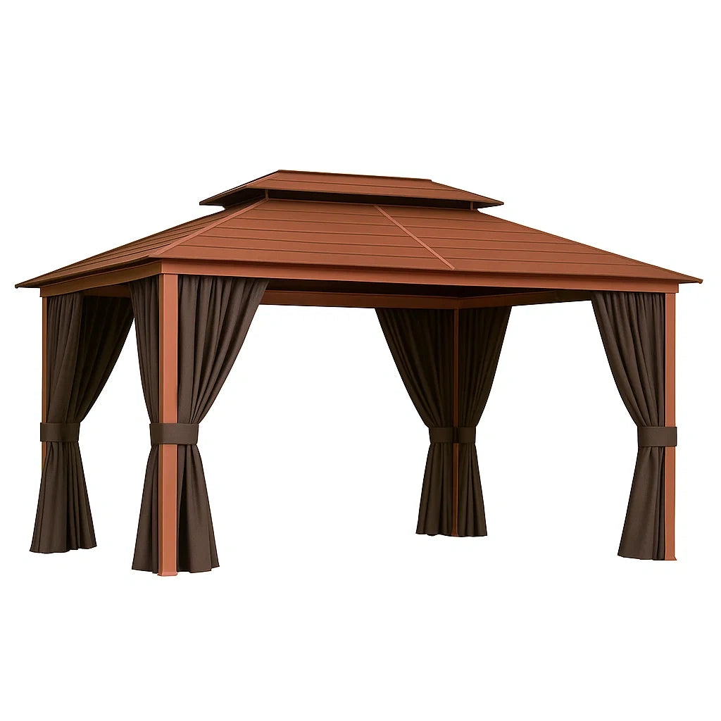 Gartenpavillon aus Aluminium mit Stahl- und Polyester-Komponenten, Braun