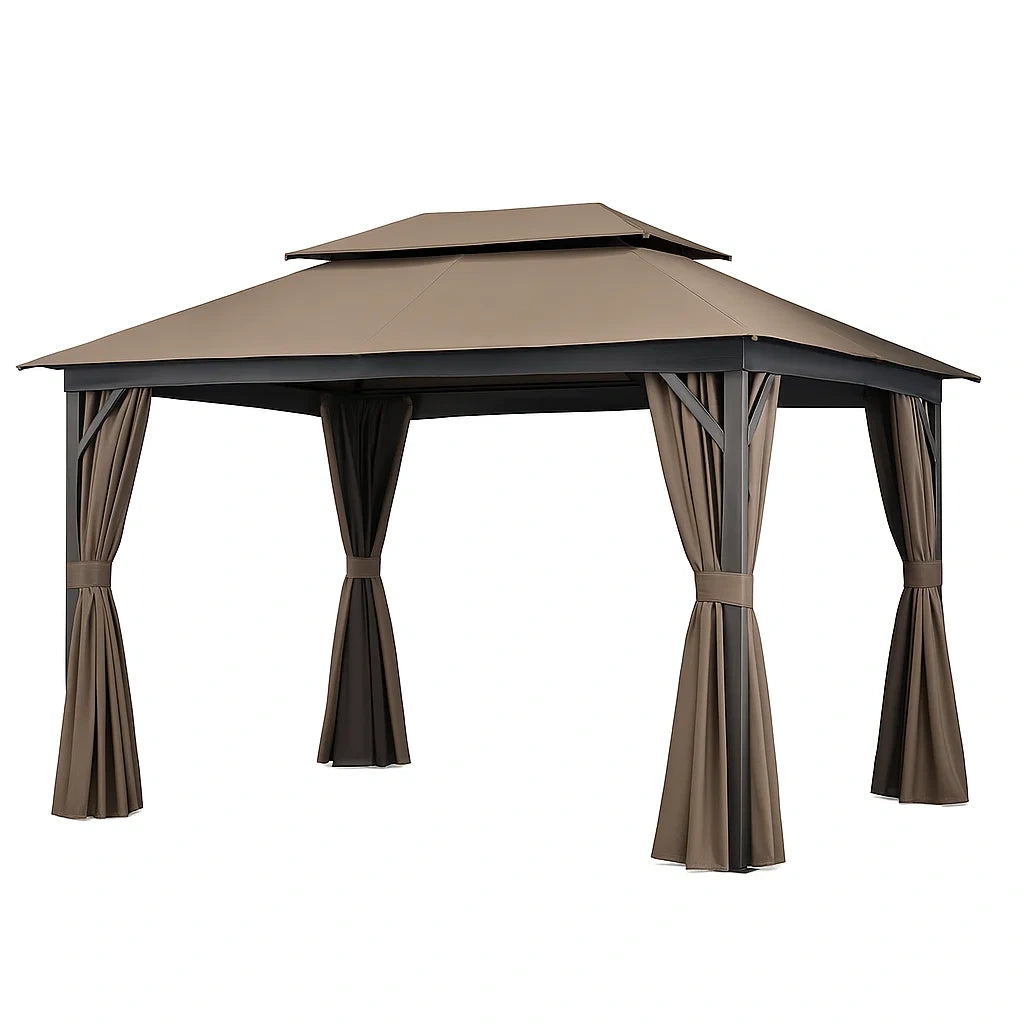 Pavillon mit Stahlrahmen und Polyester-Dach in Braun