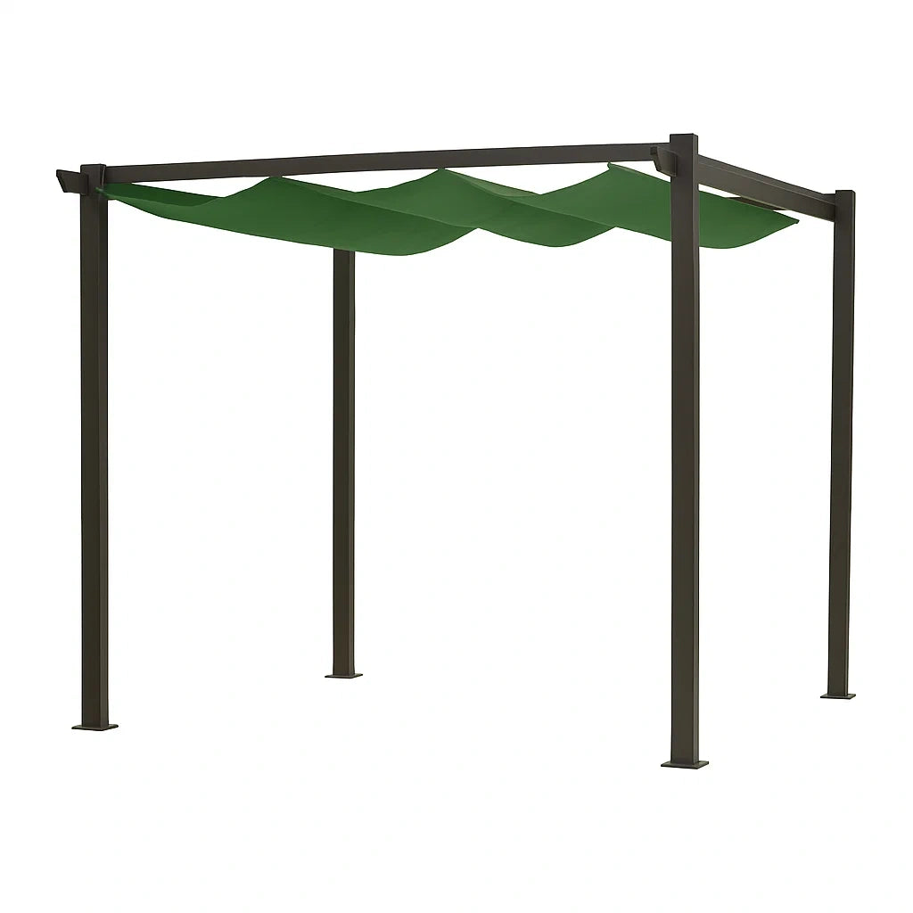 Pergola aus Aluminium mit grünem Polyestersegel 300x300x220 cm