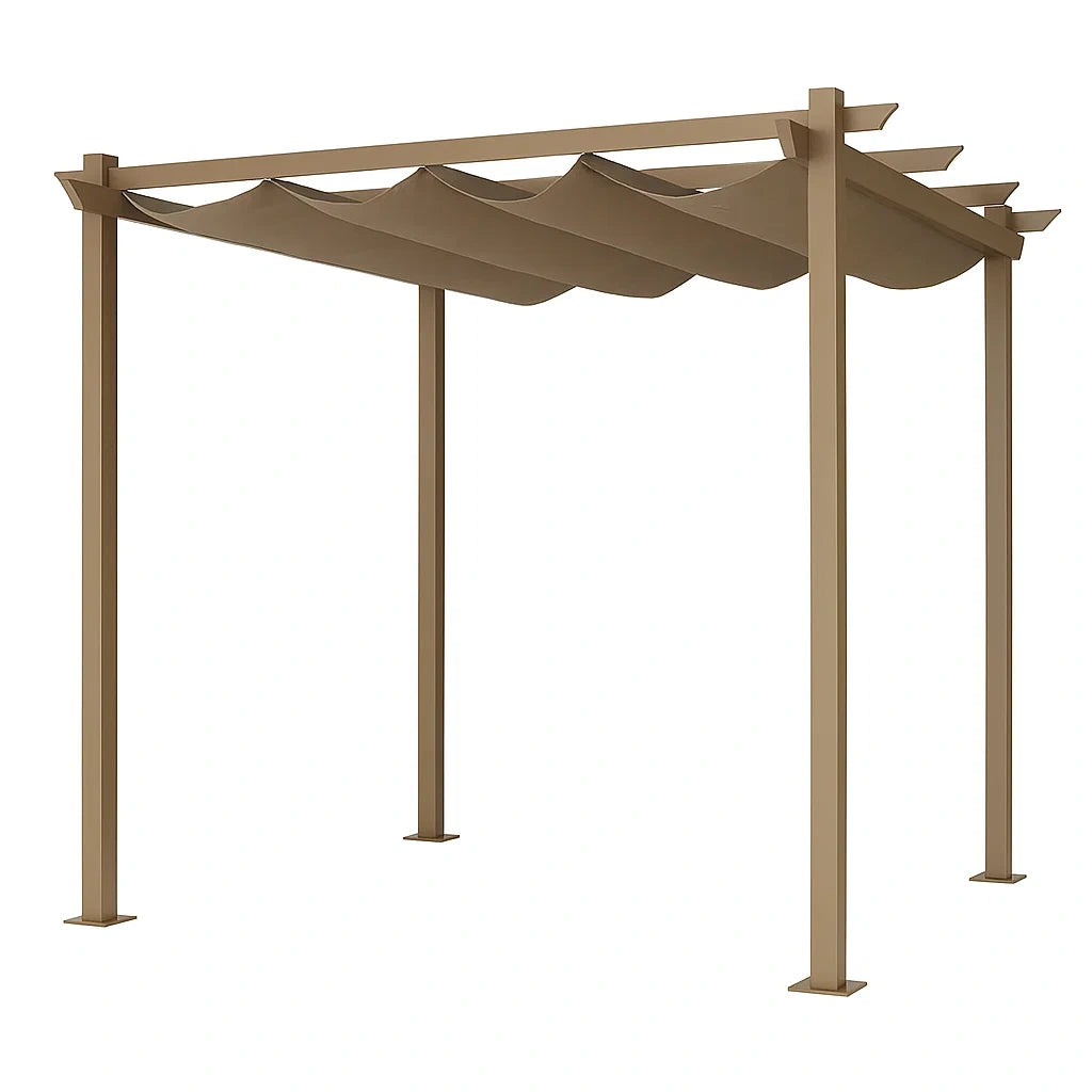 Metall Pergola mit Aluminiumrahmen und Polyesterüberdachung Braun