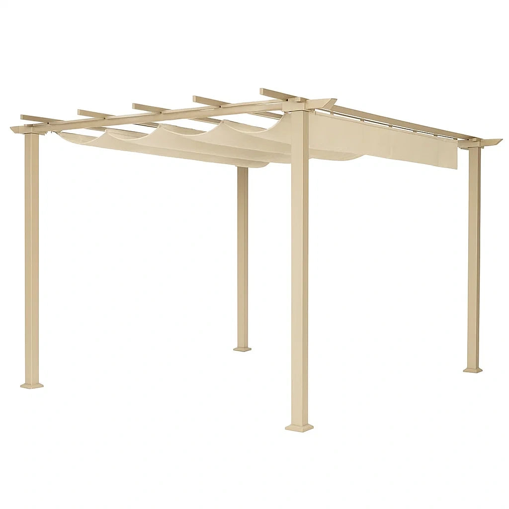 Pergola Gartenpavillon Aluminium Beige 3x3 m