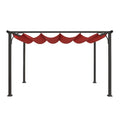 Pergola mit Schiebeüberdachung Rot Stahl Polyester 300 cm x 250 cm