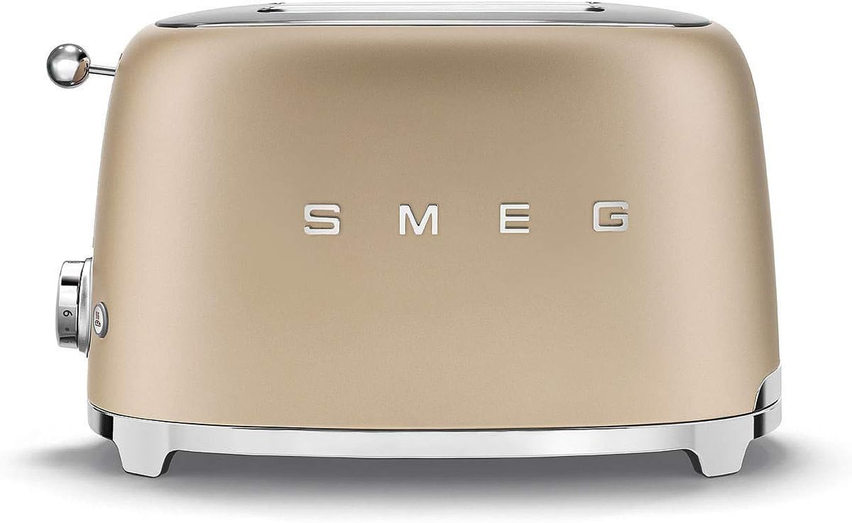 Smeg, 950W, 2x2 TSF01CHMEU -Toaster, 2 Schlitze für 2 Scheiben, 6 Vergoldungsniveaus, Heizfunktion, Abtau- und Bagel- Funktion, Sammelschublade