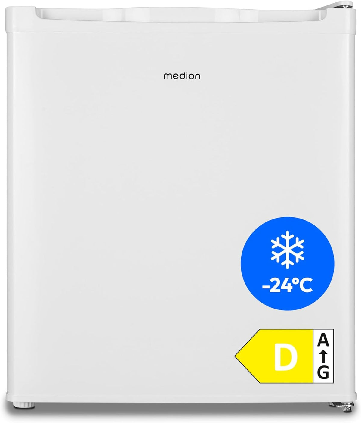 MEDION Mini Gefrierschrank (33 Liter Nutzinhalt, 51cm hoch, MD37675), höhenverstellbare Füße, Griffmulde, manuelle Temperatureinstellung