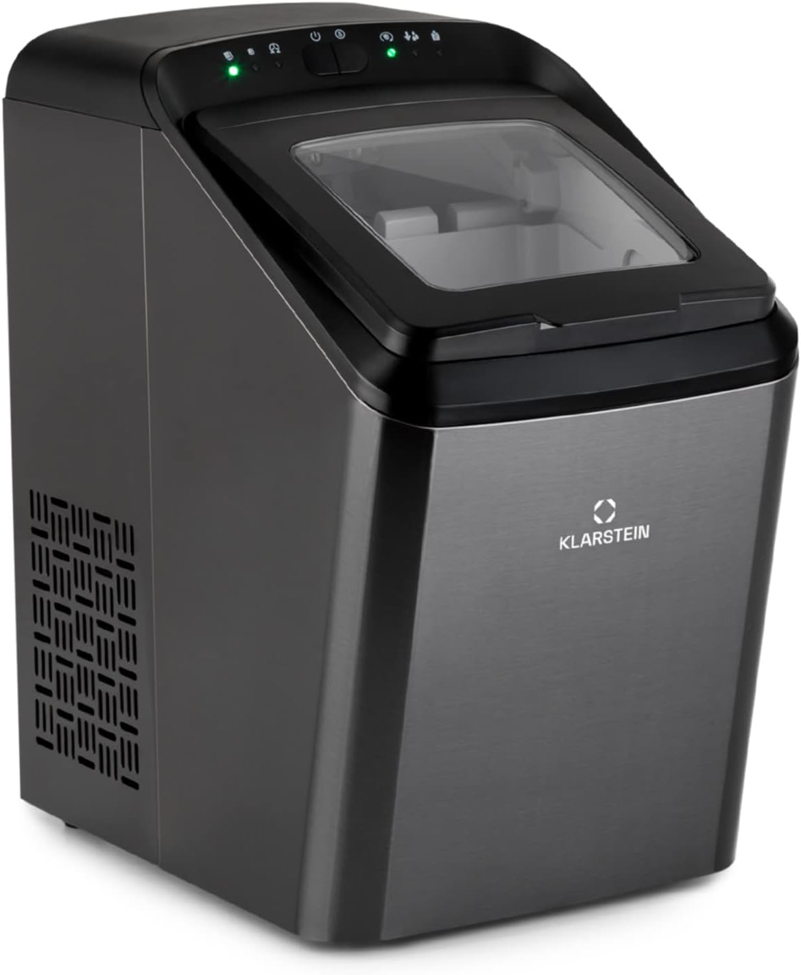 Klarstein Eiswürfelmaschine Klein, 2,9 L Eiswürfelbereiter für 15 kg Große und Kleine Eiswürfel, Schnelle Mini-Eiswürfelmaschine, Selbstreinigend