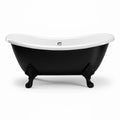 Freistehende Gusseisen-Badewanne in Schwarz/Weiß 170 cm