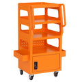 Metall-Werkstattwagen mit 3 Ebenen und Schrank, Orange