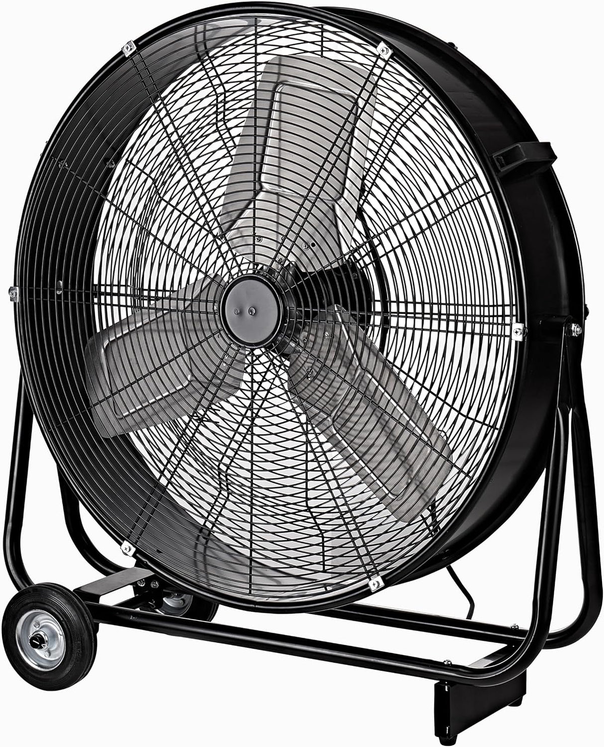 Be Cool Industrie-Windmaschine 60cm, Ø 60 cm (24'), Fahrbarer Trommelventilator, 230 Watt, Vollkupfermotor, 2 Geschwindigkeiten, schwarz