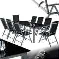 tectake Aluminium Sitzgruppe 8+1, Gartenmöbel Set mit Stuhl und Tisch, Gartentisch mit Sicherheitsglas, für Garten Terrasse Balkon, anthrazit