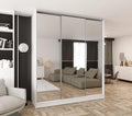 Kleiderschrank mit Spiegel und Schiebetüren Weiß 240x250 cm