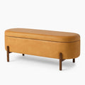 Bank mit Stauraum aus PU-Leder und Holz, 120 cm, Braun