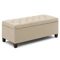Beige Leinen-Polsterbank mit Stauraum 120x40x45 cm