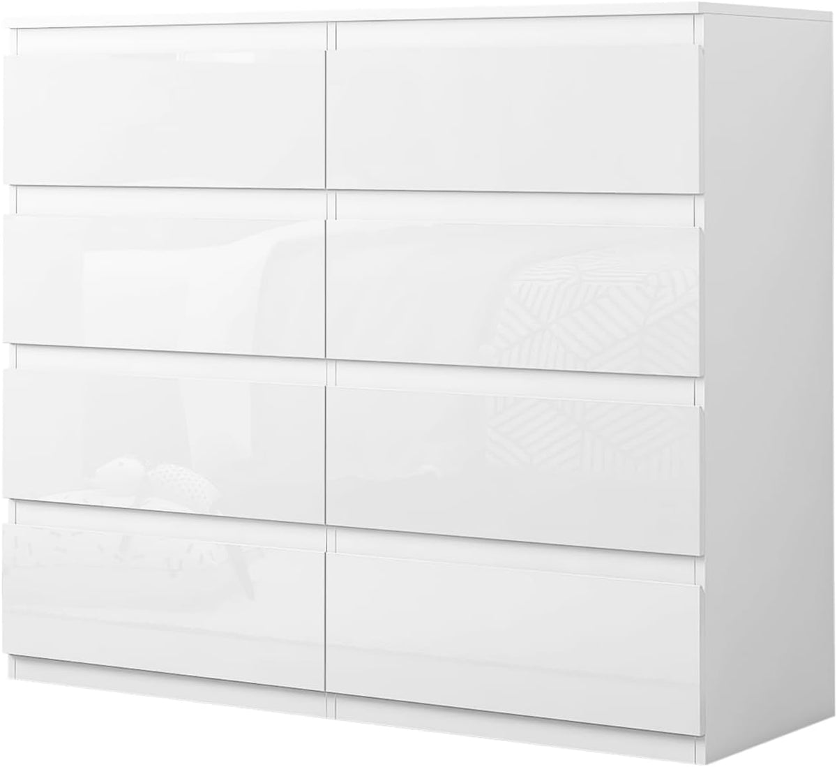 HTI living Kommode Kenji 8 Schubladen Hochglanz Weiß Sideboard
