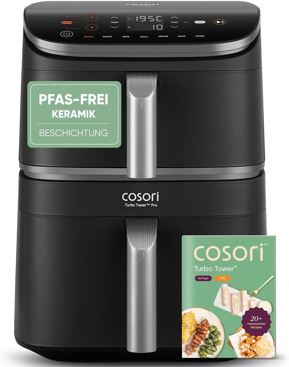 Cosori Airfryer, 10,8L Dual Blaze Tech, Turbo Tower Pro