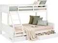 Homestyle4u Kinderbett mit 2 Bettkästen Etagenbett 90x200 und 140x200 cm Weiß Holz Hochbett Doppelstockbett Kinder