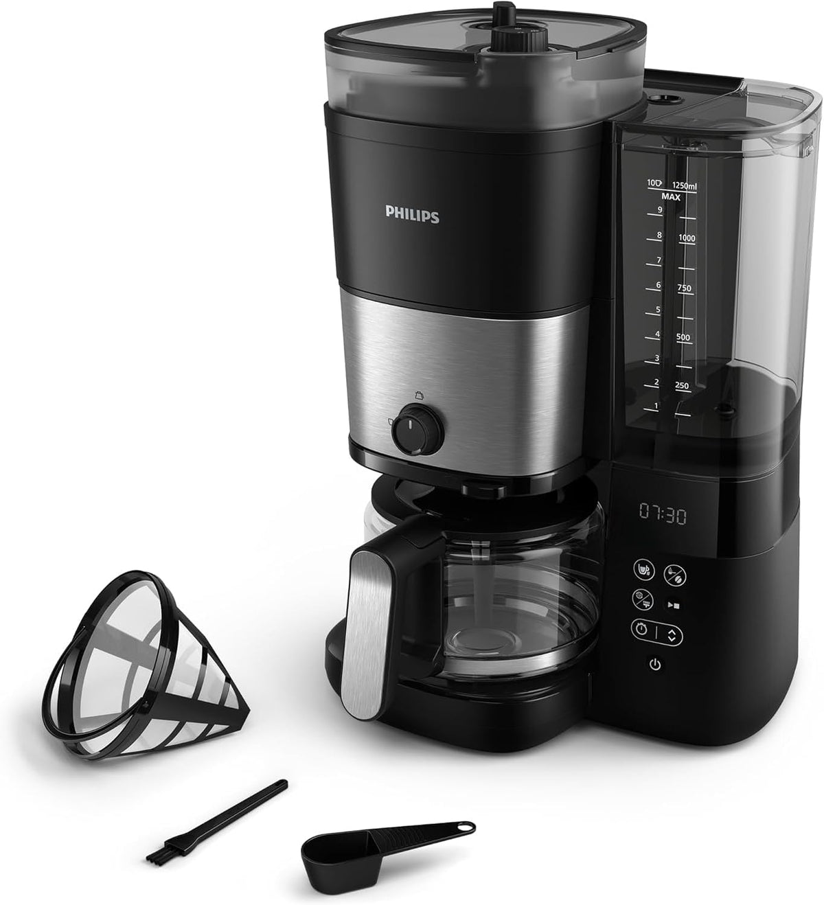 PHILIPS Filterkaffeemaschine All-in-1, 1,25 L Fassungsvermögen, Schwarz