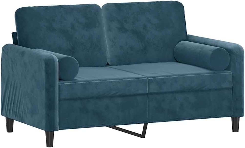 vidaXL 2-Sitzer-Sofa mit Zierkissen Blau 120 cm Samt