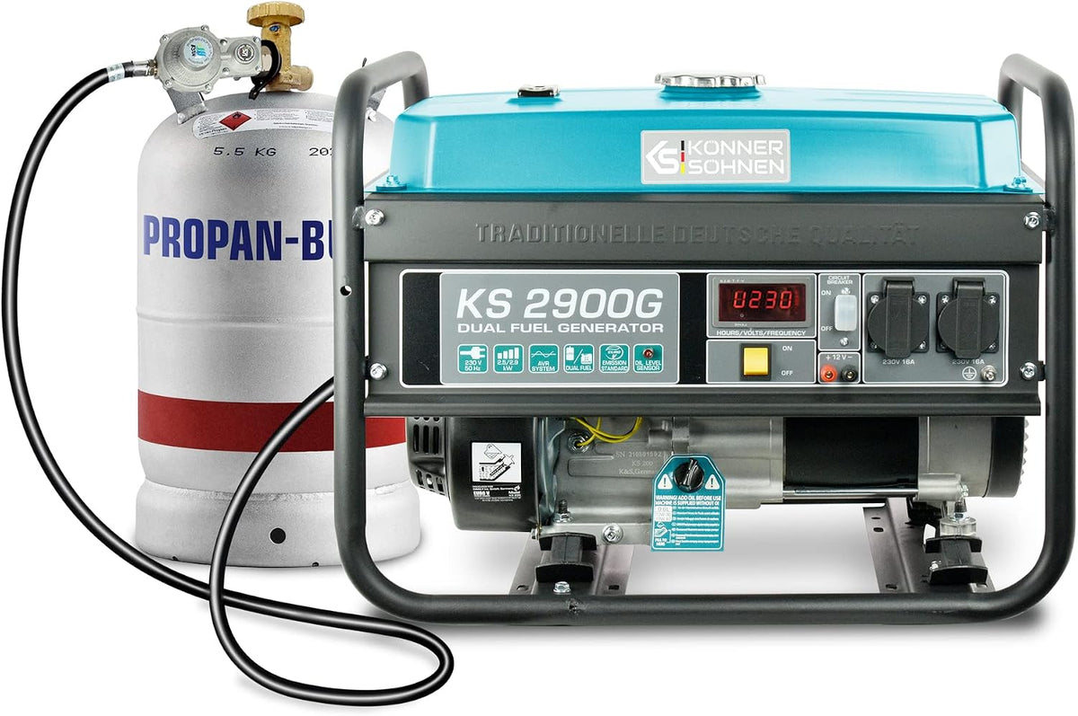 Könner&Söhnen KS 2900G LPG/Benzin-Generator 2900W, Stromerzeuger Gas