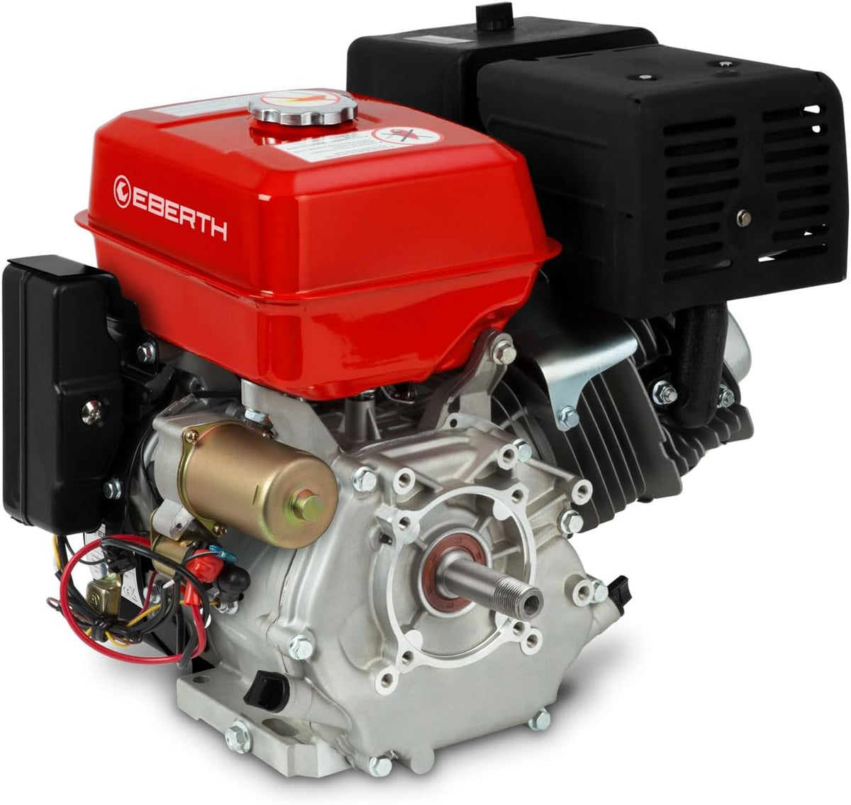 EBERTH 15 PS 11,03 kW Benzinmotor mit 25,4 mm Ø Welle mit AG, 17ah 12V Batterie, 4-Takt 1 Zylinder Benzin Motor, E-Start, 420 ccm, luftgekühlt