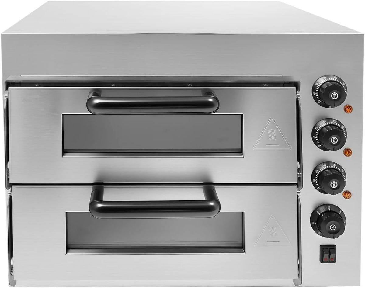 Professioneller Pizzaofen Doppel, Pizza Ofen Elektrisch für Pizza, 3000 W Pizzaofen Elektrisch, Kommerzieller Pizza Oven 350℃, Brot und Backwaren