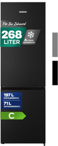 Heinrich´s Kühlgefrierkombination 268 Liter, Kühlvolumen 198L, leise 36dB, Kühlschrank Türanschlag wechselbar, Gefrierfach 71L, LED Beleuchtung, (six)