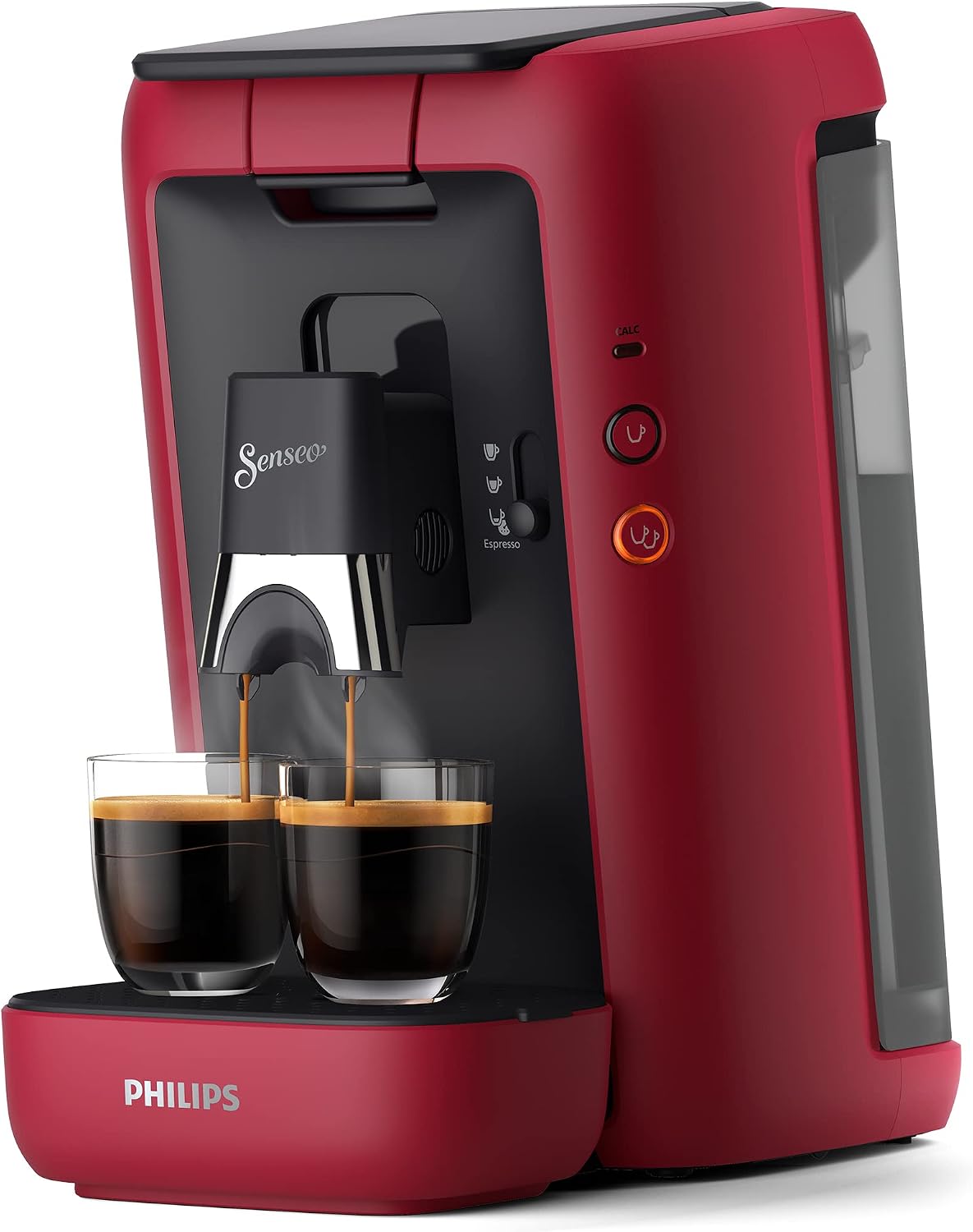 Philips Senseo Maestro Kaffeepadmaschine mit Kaffeestärkewahl und Memo-Funktion, Farbe: Rot (CSA260/90), 1,2 Liter Wasserbehälter, Grünes Produkt