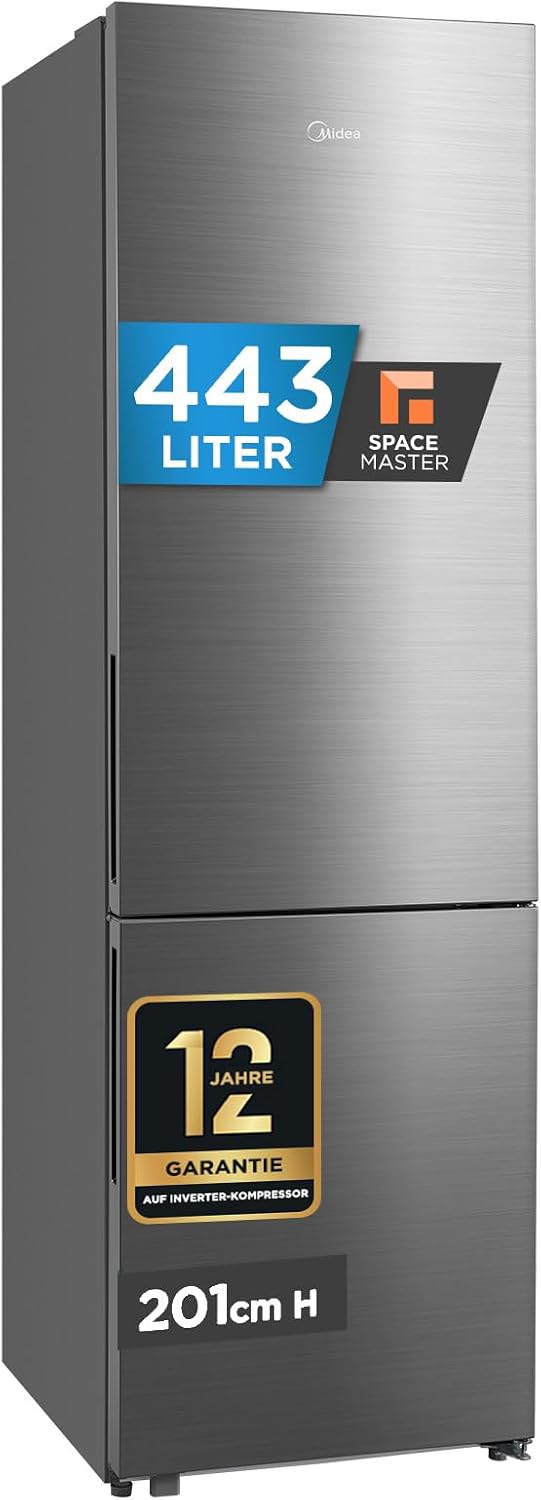 Midea 443L Kühl gefrierkombination,201cm, NoFrost, Multi-Airflow, SPACE MASTER