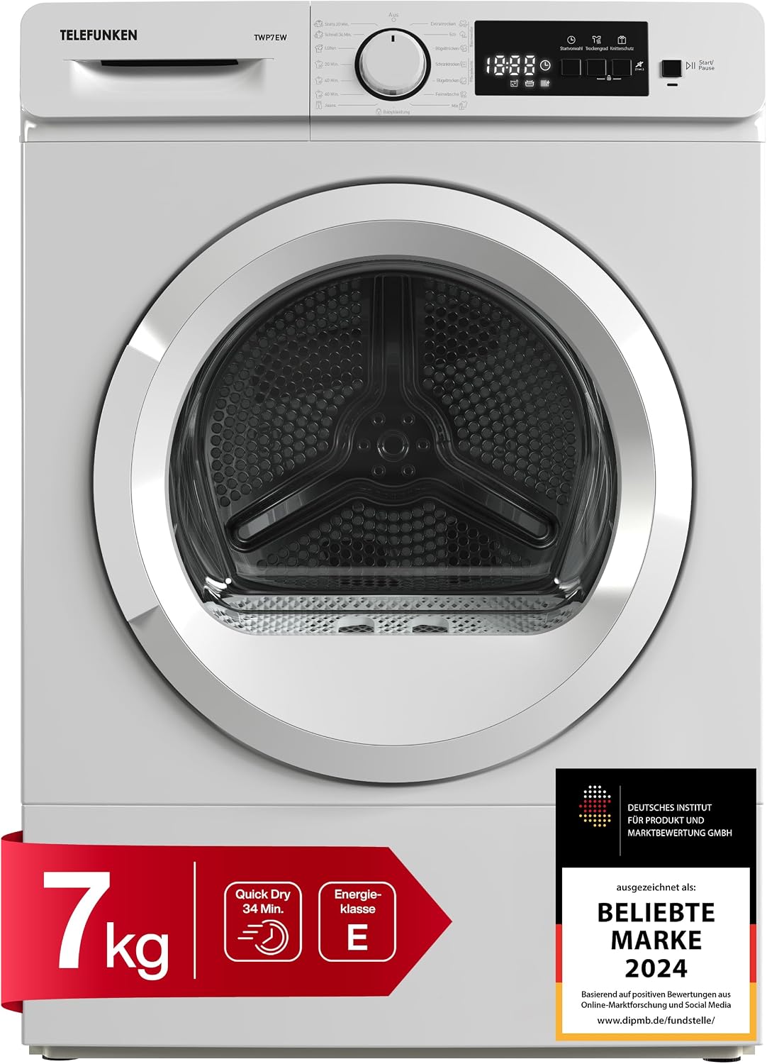 Telefunken TWP7EW Wärmepumpentrockner für 7 kg Wäsche Trockner Frontlader