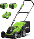 Greenworks 40V Kabelloser Akku Rasenmäher für Flächen bis zu 400 m², 35 cm Schnittbreite G40LM35K2X, 3 Jahre Garantie, 40-Liter-Sack, 2Ah-Akkus