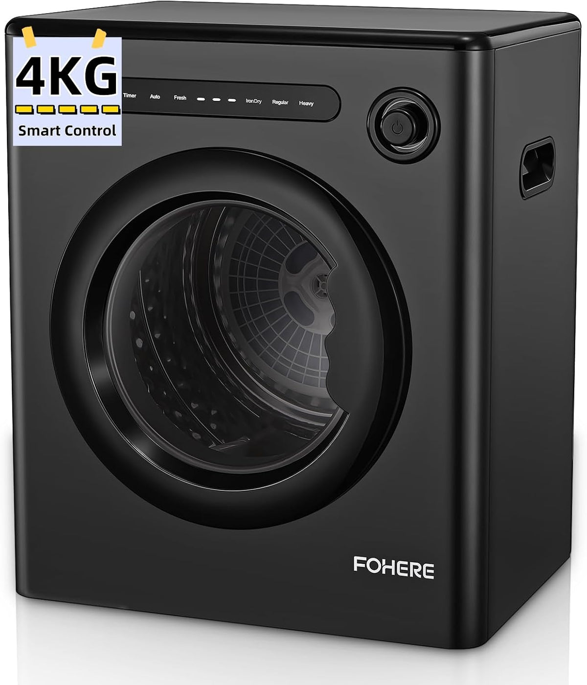 Trockner, 1200W mit 6 Programm Intelligente Trocknung, 4KG Wäschetrockner, Freistehend Wandmontierbar Ablufttrockner für Kleidung, Knitterschutz