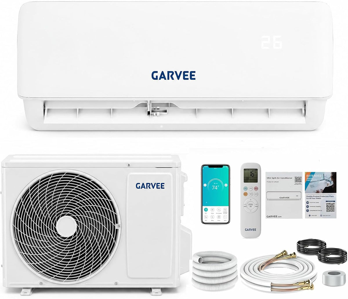 Energieeffiziente Split-Klimaanlage 9000 BTU (2,7 kW), Sehr leise R32 Wandmontage WiFi & App Steuerung Timer Für Räume bis 80