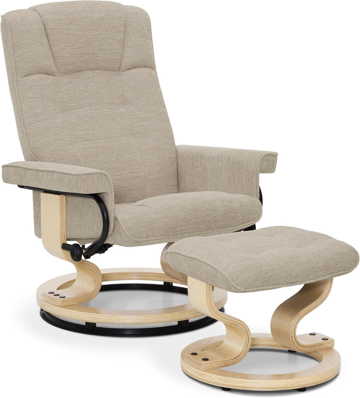 M MCombo Relaxsessel mit Hocker, bis 120 Kg belastbarer TV-Sessel, 360° drehbarer Fernsehsessel mit Liegefunktion, moderner Ruhesessel für Wohnzimmer