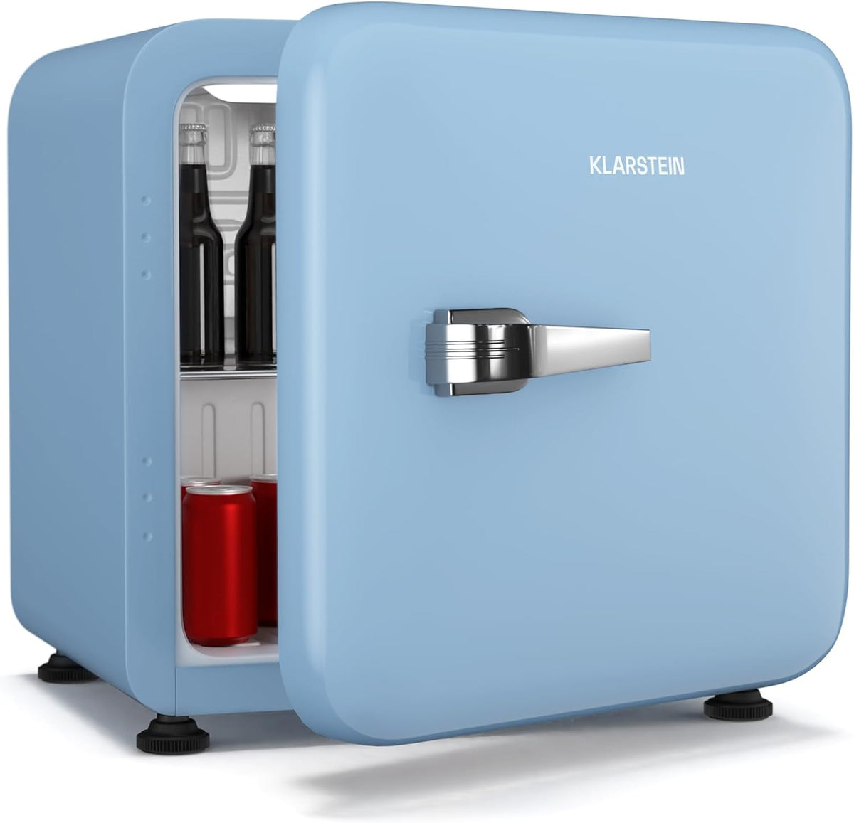 Klarstein Audrey Evo 43L Mini Kühlschrank, Leise 40 dB, Kompakter Kühlschrank Klein mit Verstellbaren Füßen und Wendetür, für Schlafzimmer und Büros